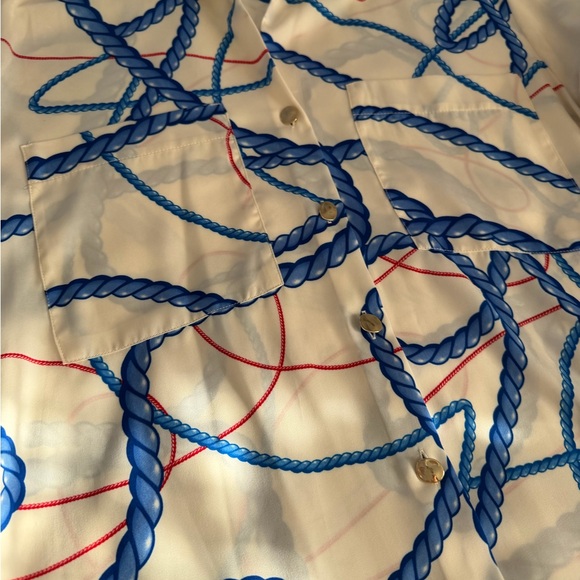 Zara Blue and Red Rope Pattern Blouse - Picture 3 of 5
